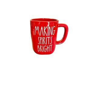 Rae Dunn Making Spirits Bright Red Ceramic Mug Holiday Christmas Decor
